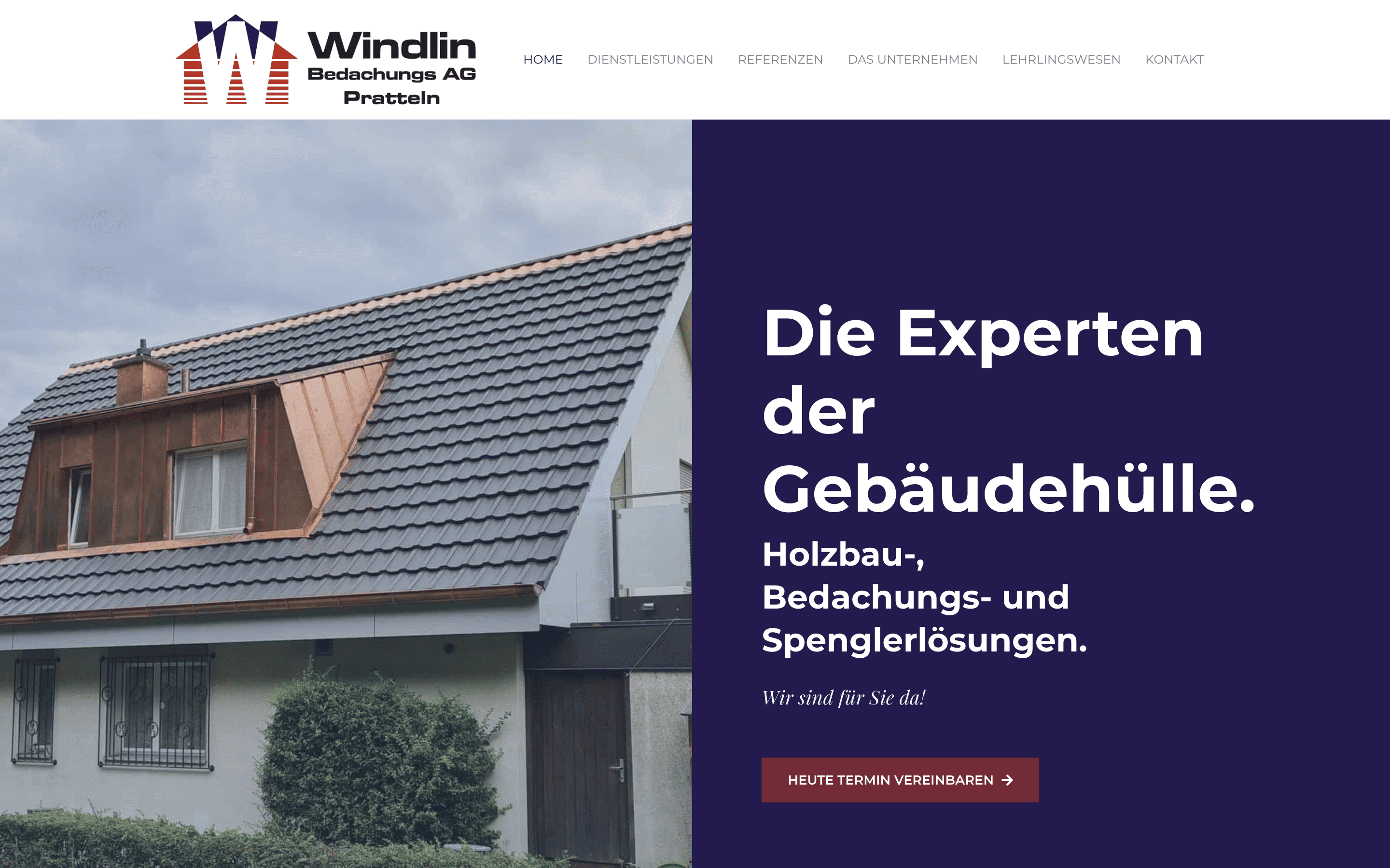 eine Homepage mit einem Bild eines Hauses.