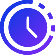 eine blaue Uhr mit weißem Ziffernblatt auf grünem Hintergrund.