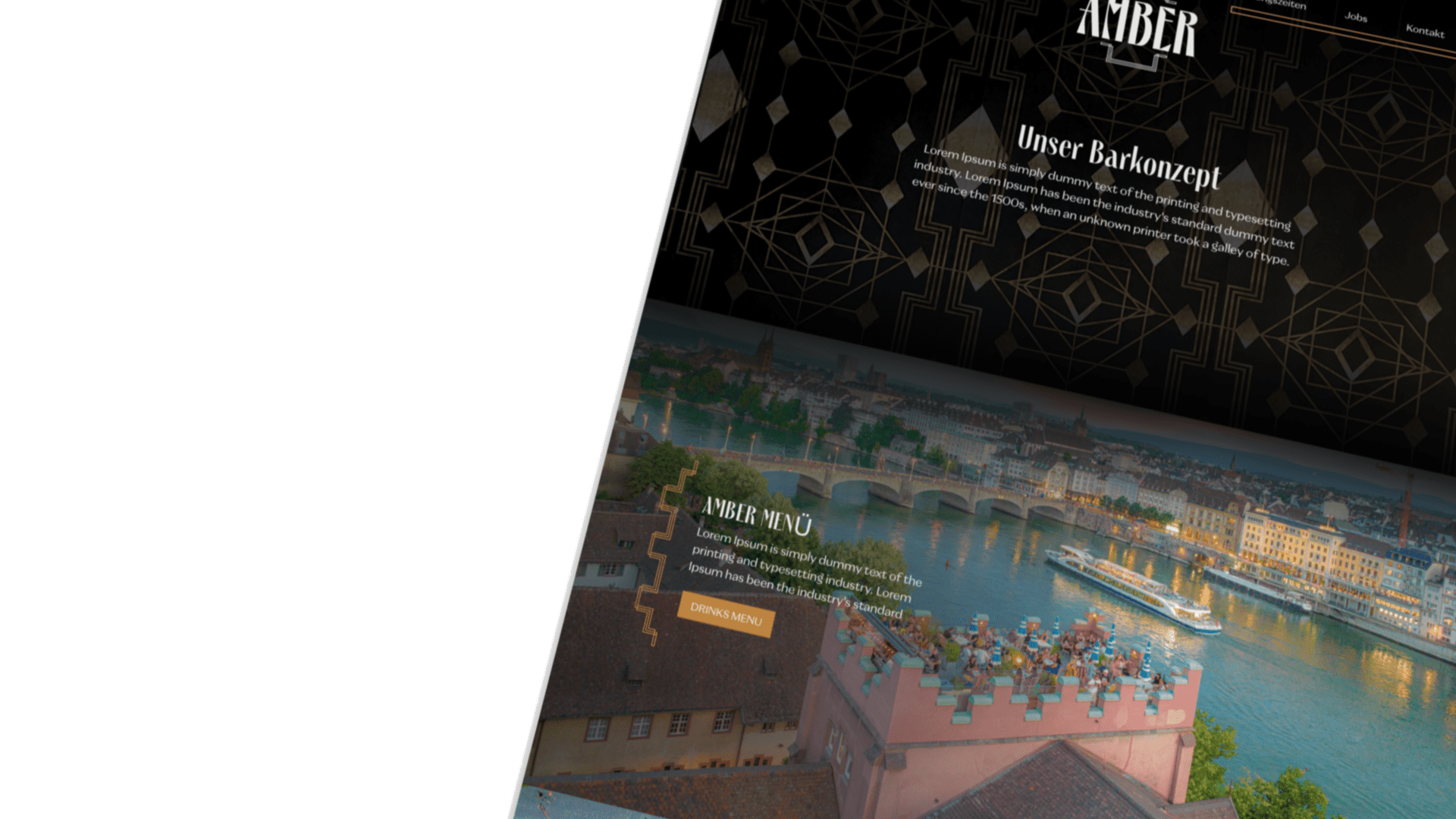 Eine Webdesign-Broschüre mit einem Bild einer Stadt im Hintergrund.